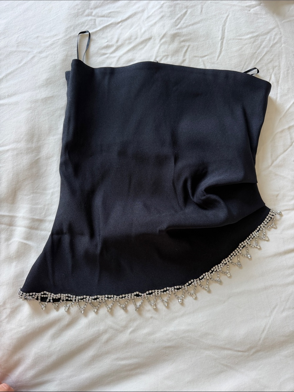 Zara Black Beaded Trim Asymmetric Cami Top
